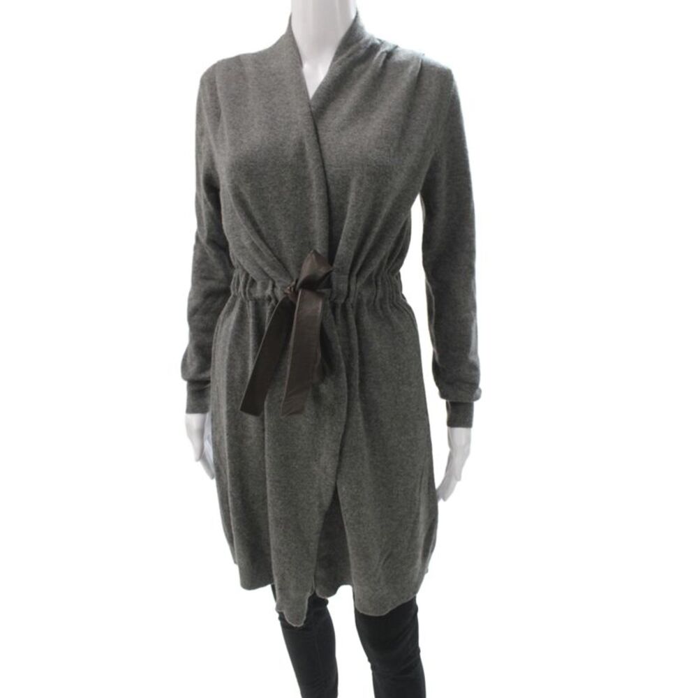 Rani Arabella Womens Gray Cashmere V-Neck Cardigan Long Sleeve Size M